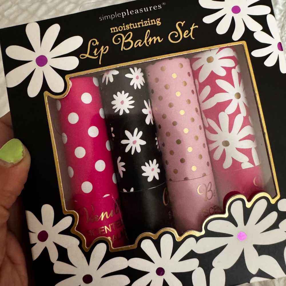 Moisturizing Lip Balm Set - Pink, Black, and Cream